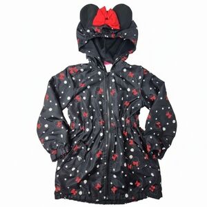 Disney Minnie Mouse Girls Polka Dot Hooded Windbreaker Jacket Size 6